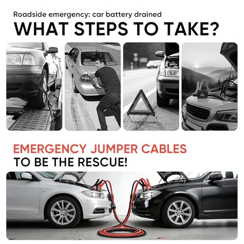 Noone Heavy Duty Jumper Cables, 0 Gauge 25Feet 1000Amp Automotive Booster Cables with Reverse Polarity Protection for Car, SUV and Truck, Jumper Cables Kit with Carry Bag, Gloves, Brushes and Goggles - size: 0Gauge x 25FT