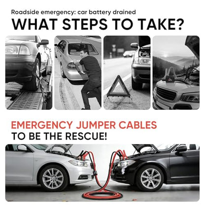 Noone Heavy Duty Jumper Cables, 0 Gauge 25Feet 1000Amp Automotive Booster Cables with Reverse Polarity Protection for Car, SUV and Truck, Jumper Cables Kit with Carry Bag, Gloves, Brushes and Goggles - size: 0Gauge x 25FT