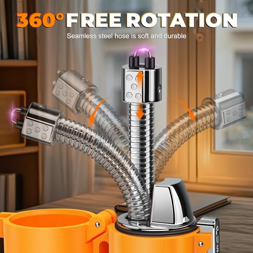 Lafagiet Electric Lighter, USB C Rechargeable, with LED Battery Display, Flashlight, 360° Flexible extendable Arc Lighters for Candle, Camping, Outdoor Adventure - color: Lf51-orange