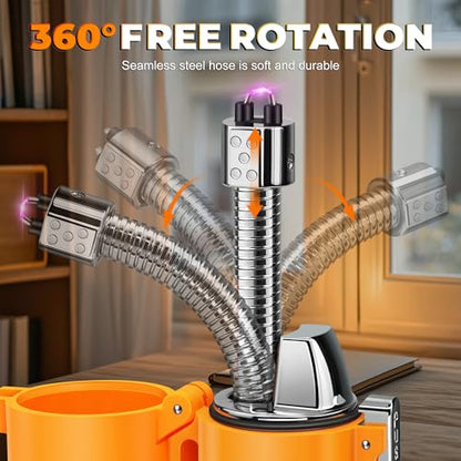 Lafagiet Electric Lighter, USB C Rechargeable, with LED Battery Display, Flashlight, 360° Flexible extendable Arc Lighters for Candle, Camping, Outdoor Adventure - color: Lf51-orange