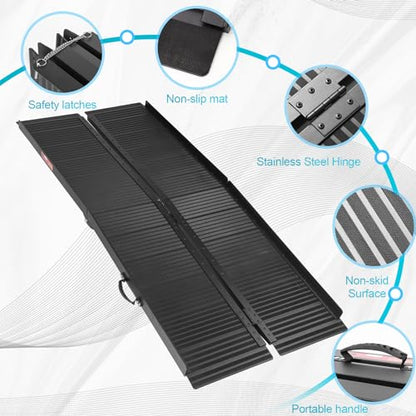 Wheelchair Ramp 6ft, Portable Non-Skid Aluminum Ramps for Wheelchairs for Home Steps, 800 LBS Capacity Handicap Ramp for Doorway, Homes, Threshold, Entry, Stairs 72" Lx 29.2" Wx2H - size: 6FT(Applicable height6"-18")