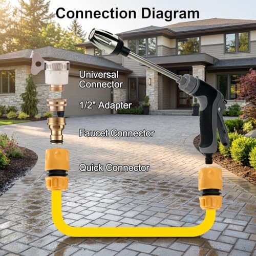 Pressure Washer Gun, Garden Hose Nozzle Fits 3/4" Garden Hose, Leak-proof Handheld High Pressure Spray Wand for Cars & Patios, with Foam Cannon, Heavy-Duty Storage Bag and Multi-Adapter Kit