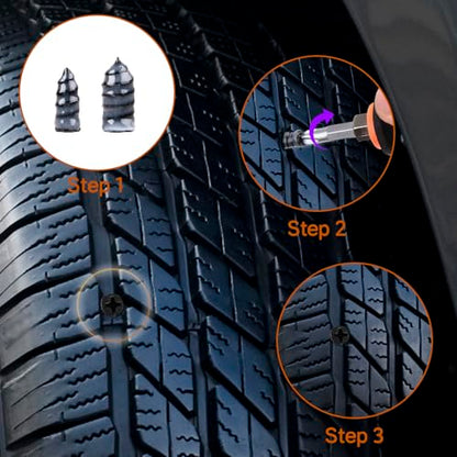 100PCS tire Screw Plug Repair kit – No Tire Removal Needed, tire sidewall Repair kit, Patch Plug Tools & Portable Storage Bag – Quick Flat Tire Fix for Car, Truck, Motorcycle & SUV