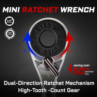 GEINXURN 19 Pieces Ratcheting Screwdriver Set and Socket Wrench Set, Mini Rachet Wrench, Rachet Screwdriver Handle and Nut Driver with 12 Pcs Impact Screwdriver Bit, Hand Tools Set for Repair DIY - style: RM019-US