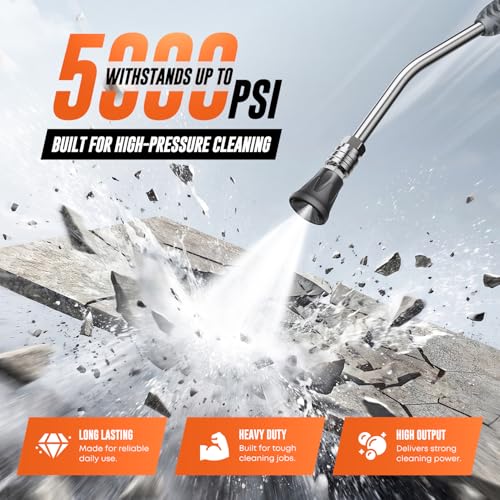 Pressure Washer Extension Wand, Pressure Washer Wand 1/4 Quick Connect | 304 stainless steel, 21 in, 20 degree angled end, anti-slip ribbed grip, 1/4 quick connect, 5000 PSI, 12 GPM - color: Dark Gray