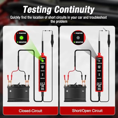 Power Circuit Probe Tester Automotive, 6V-24V DC Car Test Light | Circuit Short&Open Finder, Car Circuit Tester Diagnostic Tool with Continuity/Component/Grouding/Polarity Test - color: CC0361-Red