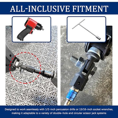 Car Scissor Jack Adapter Driven by 1/2" Impact Drills/Ratchet or Impact 13/16" Lug Wrench,Labor-Saving Car Scissor Jacks Drill Adapter for Scissors Jack,Sturdy Cars Jacks Adapters