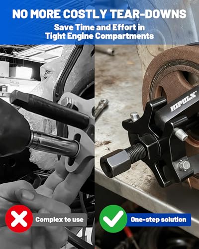 Harmonic Balancer Puller Kit - 3-Jaw Crank Pulley Removal Tool with 4 Force Rods & Case - No Radiator Disassembly Needed Tight Engine Compartments- Fits GM F-ord Ch-evr-olet C-adill-ACS etc.