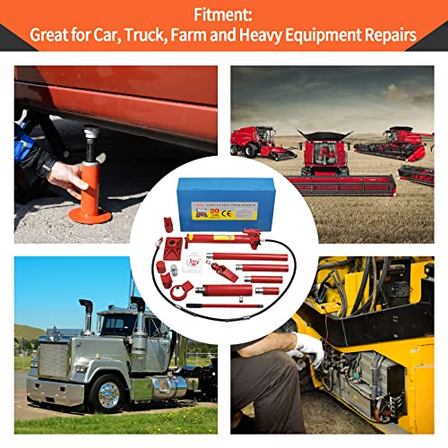 20 Ton Porta Power Hydraulic Jack 2M(78.7in) Welded Car Bottle Auto | Body Frame Repair Kit Air Pump Lift Ram for Load Truck Bed Unloader Farm and Oil Hose Hydraulic Ram Equipment Construction - size: 20 Ton