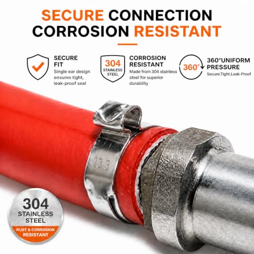 360Pcs Single Ear Hose Clamps Kit,Stepless 5.3-36.1mm 304 Stainless Steel Hose Repair Clamp Cinch Rings,Ear Clamp Pliers Tool with Portable Toolbox for Automotive Fuel Line Plumbing PEX DIY - size: 360PCS