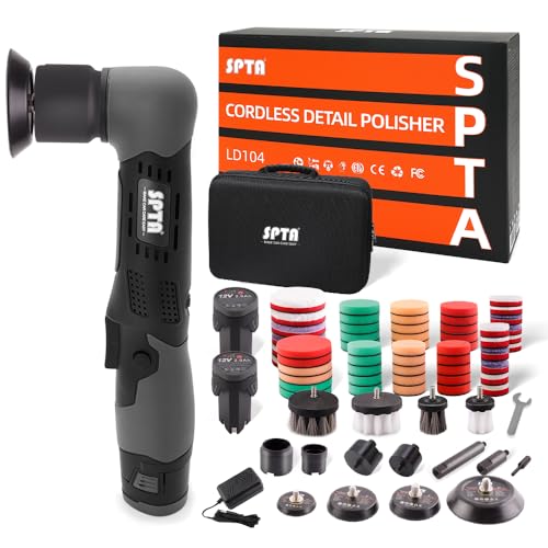 SPTA Cordless Mini Polisher, 12V Cordless Multi Polisher, Micro Cordless Scratches Killer Car Polisher RO/DA Mini Auto Machine Sets With Polishing Pad And Wool Pads for polishing, Sanding and Cleaning - color: Sets 2