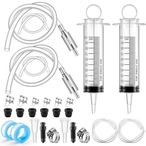 Meonum 2 Pack Brake Bleeder Kit, Hydraulic Disc Clutch Bleeding Kit 100ML 50cm Hose Oil Fluid&Brake Bleeder Hose with One Way Check Valve for Hydraulic System Bleeding, Quads System Repair Maintenance