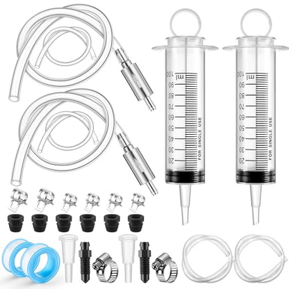 Meonum 2 Pack Brake Bleeder Kit, Hydraulic Disc Clutch Bleeding Kit 100ML 50cm Hose Oil Fluid&Brake Bleeder Hose with One Way Check Valve for Hydraulic System Bleeding, Quads System Repair Maintenance