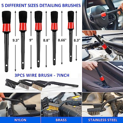 41Pcs Car Cleaning Wash Kit Interior Detailing Cleaner Kit with High Power Handheld Vacuum, Collapsible Bucket, Windshield Tool, Snow Shovel, Tire Brush, Complete Car Care Tools, Black - color: Black, size: 41Pcs