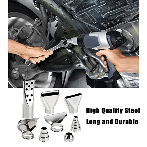 8 Pcs Heat Gun Nozzle Attachments, 35-42mm Stainless Steel Heat Gun Nozzles Kits Shrink Wrap Hot Air Gun Accessories Tools Kit (8 piece set)