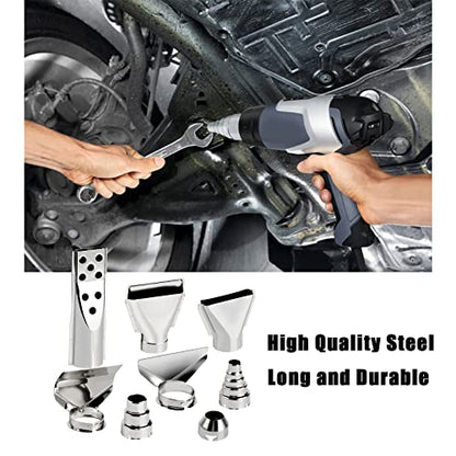 8 Pcs Heat Gun Nozzle Attachments, 35-42mm Stainless Steel Heat Gun Nozzles Kits Shrink Wrap Hot Air Gun Accessories Tools Kit (8 piece set)