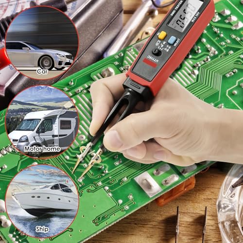 Probe Fuse Monitor, Automotive Draw Fuse Tester, Rotatable 180° Digital Smart SMD Testers, Replaceable Tips & Built-in Flashlight, Car Power Circuit Testing Tool for Boat Caravan