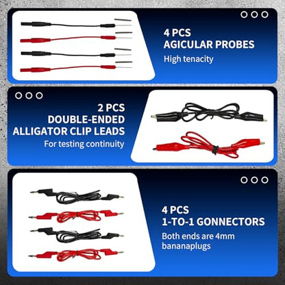 76-Pcs Automotive Circuit Test Lead Kit, Multimeter、Electrical Test Leads Kit, Back Probe Kit, Alligator Clip, Acicular Probe, Banana Plug Adapters, Volt Meter Lead (with Carrying Case) - size: 76 Pcs Kit