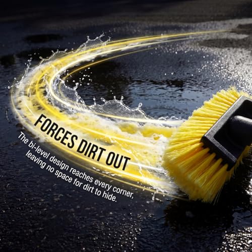 2 Pack Car Wash Brush Head, 10'' Car Wash Scrubber with Soft Bristle | Car Cleaning Brush Exterior Vehicle Wash Equipment Replacement for Auto RV Truck Boat Camper, Yellow