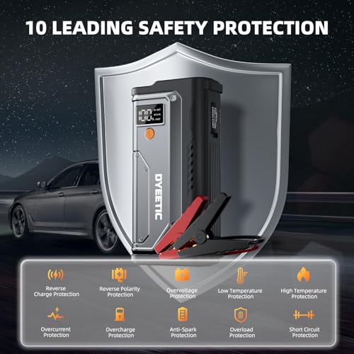 Car Jump Starter 5000A, Jump Starter Portable Battery Pack for 10.0L Gas and 8.0L Diesel Engines, 12V Lithium Jumper Box, Car Starter Booster with Power Bank, LED Light, Jumper Cable - color: Steel