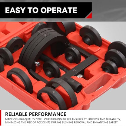 Auto Dynasty 22pcs Bushing Puller Kit with Removal Rear Front Wheel Hub Assemblies Compatible with Most Domestic and Foreign Vehicle Wheel Bearings, Red