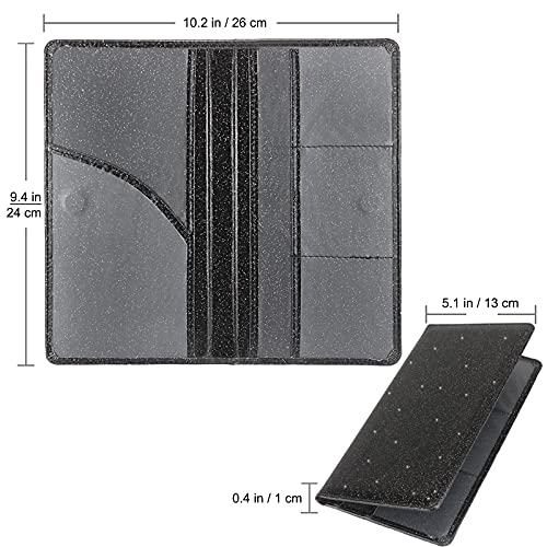 Car Registration and Insurance Holder, Premium Leather Insurance and Registration Holder,vehicle Glove Box Car Organizer, with Magnetic Shut for Cards, Driver License (Glitter Black) - color: 05-Glitter Black