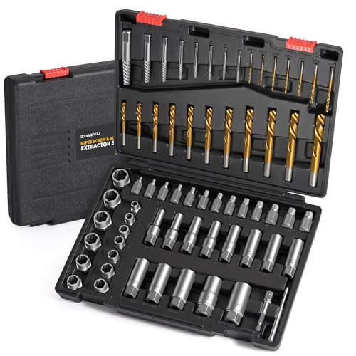 Bolt Extractor Kit, 67 Pcs Easy Out Screw Extractor Set with Left-Hand Drill Bits | Deep & Shallow Extractors, Multi-spline and Spiral Screw Extractors, Cr-Mo, Reverse Spiral Grip, For Broken, Rusted Bolt - size: 67Pcs