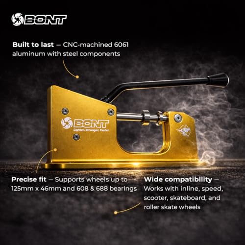 Bont Skates - Aluminum Bearing Press Puller - Fits up to 125mm Wheels - Inline Speed Skating Racing Scooter - color: Gold V2