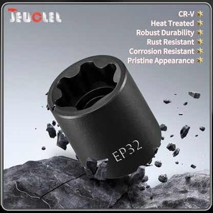 EP Socket EP32, 6 Point 1/2” Dr Female External E-Torx Plus Socket | EP Socket, Female External, E-Torx Plus Socket, External, Cr-V Steel, High Deformation Prevention - size: EP32