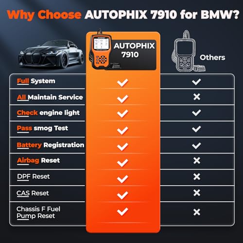 AUTOPHIX 7910P+ BMW OBD2 Scanner, BMW Battery Registration Tool | Full System Bmw Scanner with All Reset like EPB, CBS, SAS and DPF Reset, OBD2 Scanner for BMW, MINI and Rolls-Royce - color: 7910 for BMW