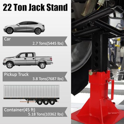 Heavy-Duty Jack Stands, Adjustable 13-19 Inch, 22 Ton Folding Steel Stands, Carbon Steel Construction, Portable Legs for Trucks & Automotive Repair - size: 22 T