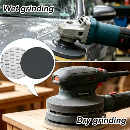 100PCS 6 Inch Wet Dry Sanding Discs for Dremel Tool Accessories,1000/1500/2000/3000/5000 Grit Hook and Loop Sandpaper Used for Random Orbital Sander,Metal,Resin Polishing - size: 6Inch-100PCS
