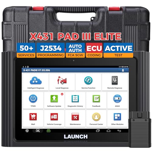 Launch X431 PAD III Scan Tool Global Ver. (Upgraded of X431 V+, X431 PROS) | 50+ Reset,OE-Level Bidirectional scan tool,All System Diagnostic Tool fOR 99% Car, One-Click Free Update，Auto Auth FCA SGW - color: Black