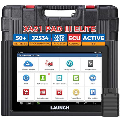 Launch X431 PAD III Scan Tool Global Ver. (Upgraded of X431 V+, X431 PROS) | 50+ Reset,OE-Level Bidirectional scan tool,All System Diagnostic Tool fOR 99% Car, One-Click Free Update，Auto Auth FCA SGW - color: Black