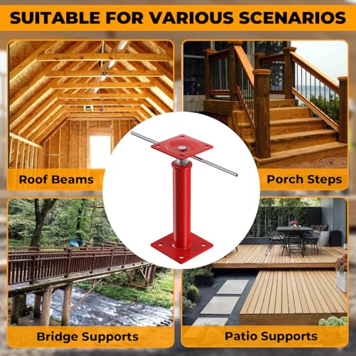 2PCS House Floor Jacks with Adjustment Lever, 11"- 16" Height Range, Adjustable Jack Post for Lifting, Crawl Space Jacks for Temporary Support - 11000 lbs Max Load Capacity, Red - size: 11-16in Red
