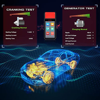 Autel MaxiBAS BT608 (E) Car Battery Tester (Free Update), 2026 Up BT508 BT506, 6V 12V (100-3000 CCA) Digital Auto Battery Analyzer Charging Cranking System Test, Adaptive Conductance, Built-in Printer