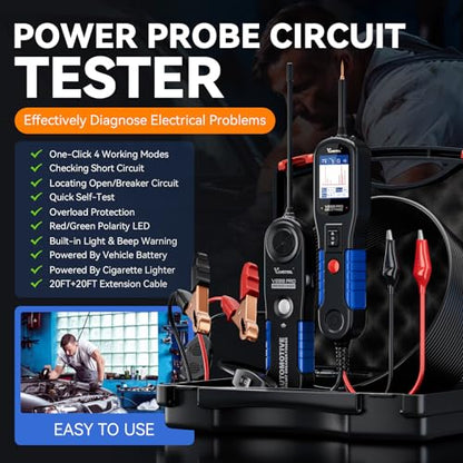 VDIAGTOOL V200 PRO Upgrade Kit Automotive Power Circuit Probe Tester with 30PCS Back Probe Kit, 12/24V Electrical Short and Open Circuit Finder AC/DC Voltage Test Activating Component 40Ft Cable