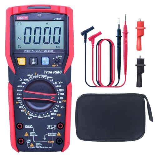 UNI-T UT89X Digital Multimeter Tester, TRMS 6000 Counts AC DC 1000V Multimetro Volt Ohm Meter Automotive Electrical Capacitance Multimeter, Measures Current Temperature NCV Resistance - style: UT89X[Temperature, Live wire test]