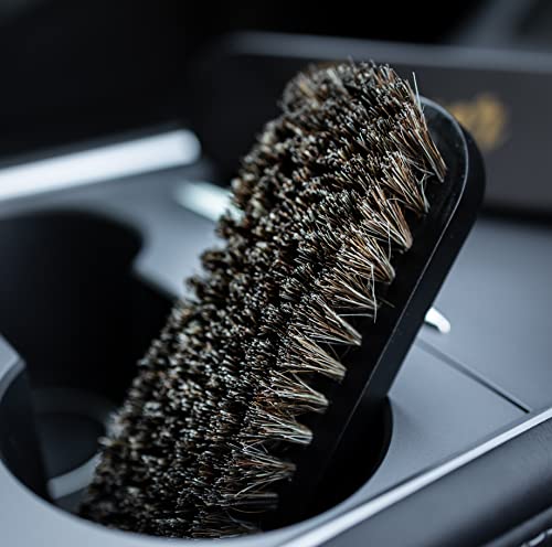 Premium Horse Hair Leather Brushes Set for Car Detailing, Furniture & Upholstery - Professional Horsehair Cleaning Brush for Couch, Car Seats, Alcantara & Interior Surfaces