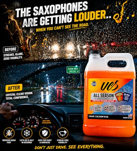 UCS Advanced All-Season Windshield Washer Fluid -27°F, Water Repellent Technology, Powerful Bug Remover, Streak-Free Cleaning, Ready-to-Use RTU, 1 Gallon - color: All Season, size: 128 Fl Oz (Pack of 1)