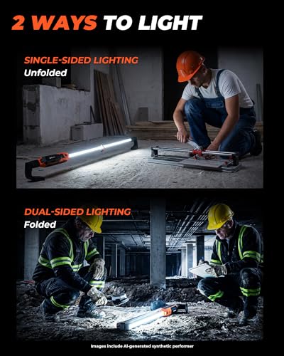 Underhood Work Light Bar, 180°Foldable Mechanic Light & 360°Rotatable Kickstand, Extendable 45.28"-72.83", 1800LM Rechargeable LED Work Light, 2-in-1 Charging Modes Engine Bay Light for Car Repair