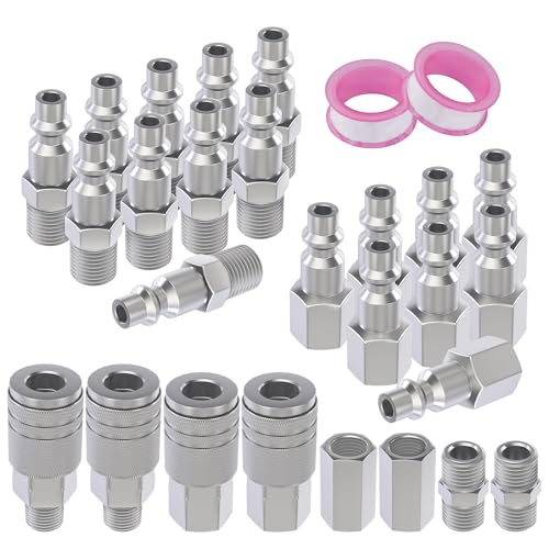 Air Coupler & Plug Kit,28 Pieces 1/4" NPT Air Tool Fittings Set,Quick Connect Air Hose Fittings Air Compressor Accessories