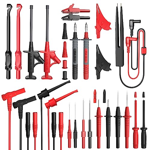 Goupchn 25PCS Silicone Multimeter Test Leads Kit for Electrical Testing | Replaceable Wire Piercing Probes Set, Alligator Clips, Test Hook Clips, Testing Tweezer, for Digital Multimeter Testing - style: 25PCS