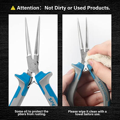 SPEEDWOX 6 Inches Needle Nose Pliers Mini Extra Long Nose | Precision Pliers, Thin Flat Jaws, Wire Looping, With Spring, Jewelry Making Tool Small Item Gripping - style: 6" Needle Nose Plier
