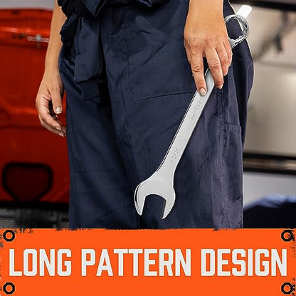 HORUSDY Large Wrench Set with Rolling Pouch | SAE | 6-Piece | 15/16″, 1″, 1-1/16″, 1-1/8″, 1-3/16″, 1-1/4″ | 12 Point | Chrome Vanadium Steel - style: 6-Piece SAE Wrench Set