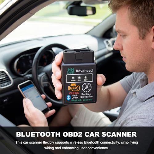 Bluetooth OBD2 Scanner for Car, Wireless Auto Engine Fault Code Reader Diagnostic Scan Tool, OBDII Interface Adapter Professional Diagnostic Tester for Cars Trucks SUVs