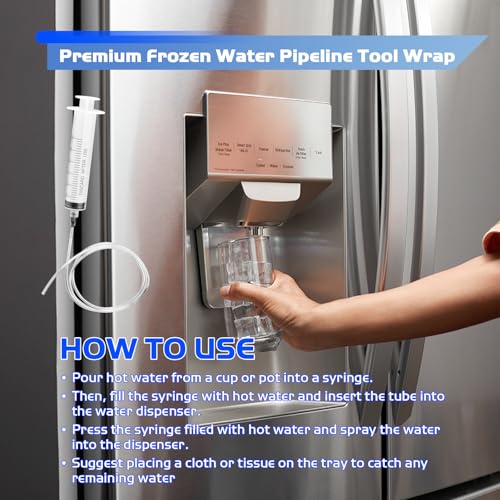 Refrigerator Cleaning Tool Kit - Frozen Water Pipe Tool 36in | for Quickly and Easily Unfreeze Your Frozen Refrigerator Water Dispenser Line In Minutes, Universal Fit All Fridge Brands