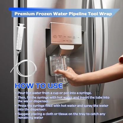 Refrigerator Cleaning Tool Kit - Frozen Water Pipe Tool 36in | for Quickly and Easily Unfreeze Your Frozen Refrigerator Water Dispenser Line In Minutes, Universal Fit All Fridge Brands