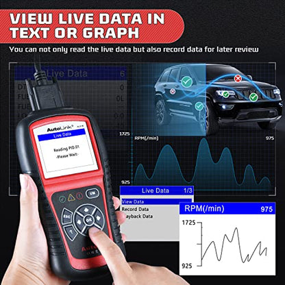 Autel AutoLink AL519 OBD2 Scanner Enhanced Mode 6 Car Diagnostic Tool Check Engine Code Reader CAN Scan Tool, Advanced Ver. of AL319 - color: Red