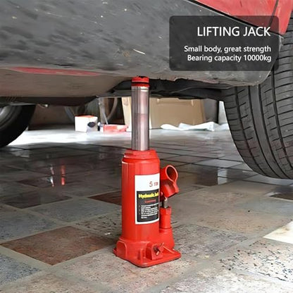 Hydraulic Welded Bottle Jack, Welded Hydraulic Car Bottle Jack Red Heavy Duty Bottle Jacks for Auto Repair House Lift (10T)